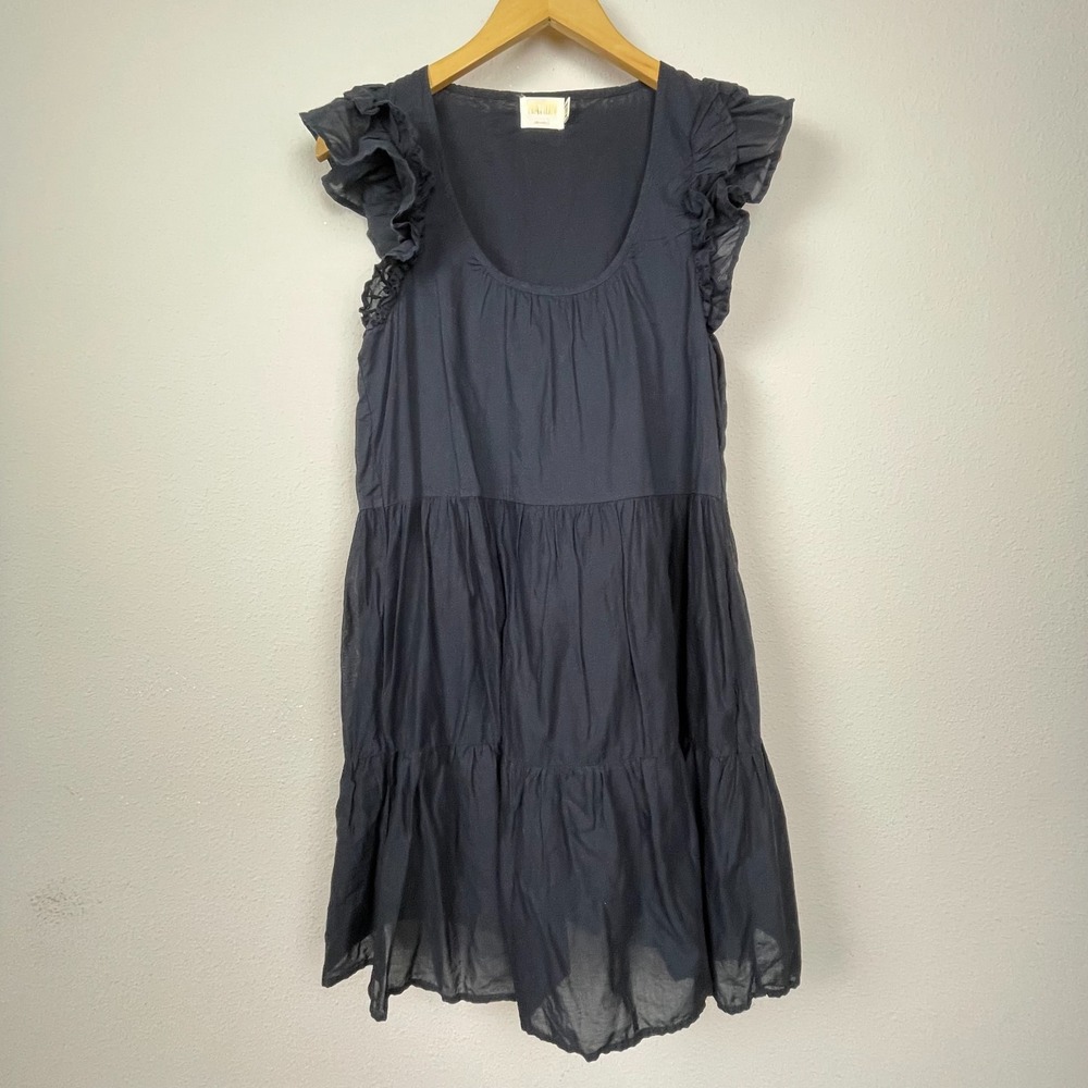 Nation LTD Luella Babydoll Dress Women's Sz XS Black Tiered Ruffle Sleeve